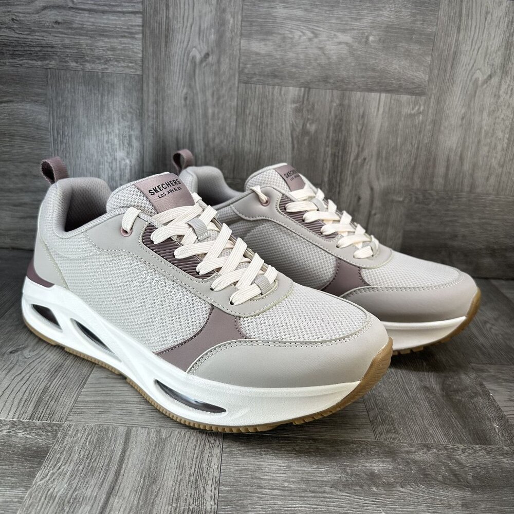 Skechers Light Gray and Mauve Platform Sneakers - Air-Cushion Sole - Picture 5 of 9